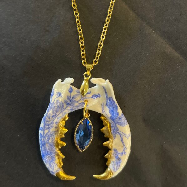 Mink Jawbone Necklace Blue