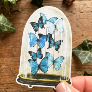 Blue Butterfly Dome Matt Vinyl Sticker | Curious Oddity Art