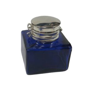 1-3/4" Cobalt Blue Square Glass Inkwell