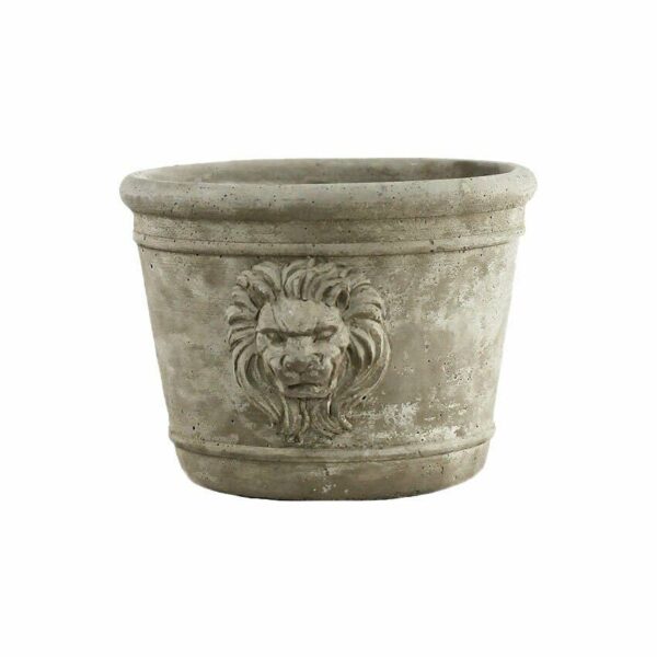 Large Round Cement Lion Planter