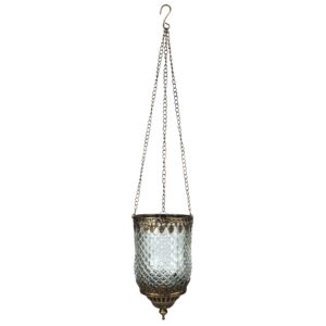 Fez Hanging Lantern Clear Glass - Lattice.  13” chain