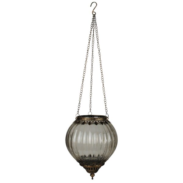 Fez Hanging Lantern Smoke Glass - Sphere, Lrg. 13” chain