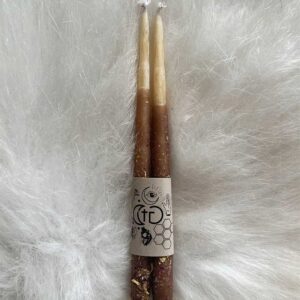 Natural beeswax ritual candles: 2, Bronze dipped