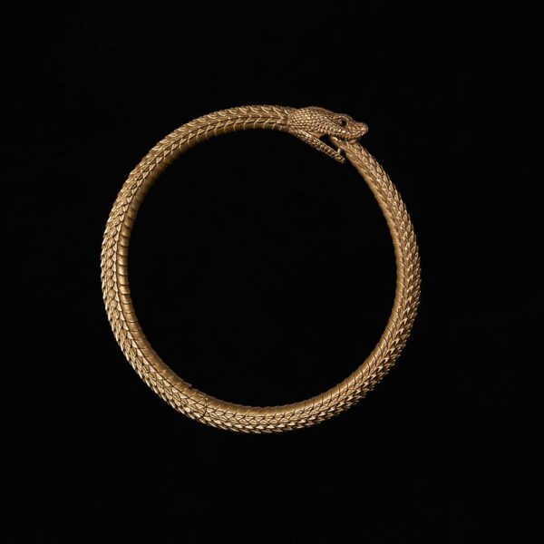 Ouroboros Snake Bracelet: Brass, 2.4"