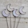 White Iridescent Stained Glass Moon Planter Stakes Original 904 100x100