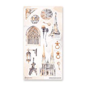 Gothic Architecture in Watercolor Sticker Sheet