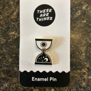 hourglass enamel pin