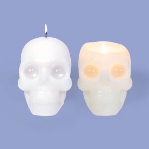 Skull Candle With Crystal Eyeballs - 20 Hr Burn, White