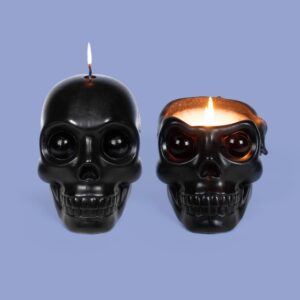 Skull Candle With Crystal Eyeballs - 20 Hr Burn, Black