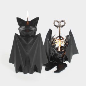 PyroPet Blaka Bat Skeleton Candle - 7" Tall, Black