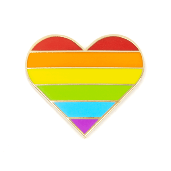 Rainbow Pride Heart Enamel Pin: 1" wide