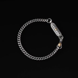 Dragon Scale Cuban Link Bracelet - 4mm: Oxidized Silver, 6''