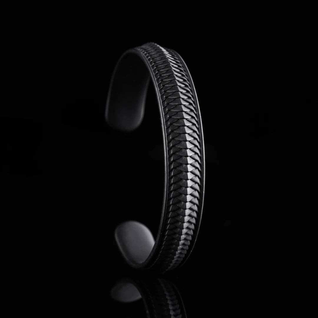 Snake Scale Cuff Bracelet: Black, 9" Snake Scale Cuff Bracelet: Black, 9"