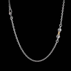 Vajra Pestle Necklace: Oxidized Silver & Brass, 25"