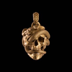 Skull & Snake Pendant: Brass