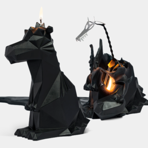 PyroPet Dreki Dragon Skeleton Candle - 6" Tall, Black