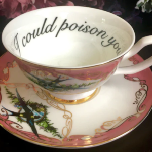 Pink Havisham I could poison you cup and saucer