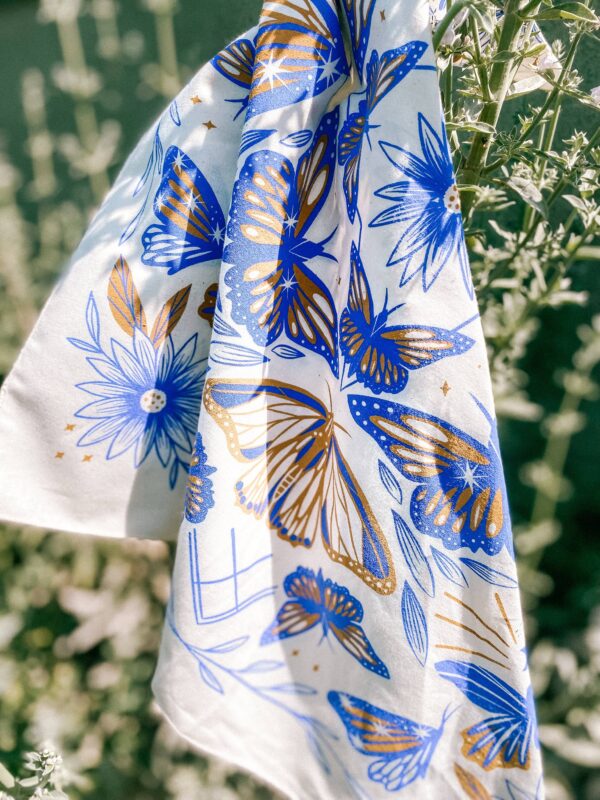 Golden Hour Butterfly Bandana, Multiple Colors: Lapis Blue