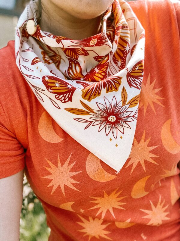 Golden Hour Butterfly Bandana, Multiple Colors: Crimson Red