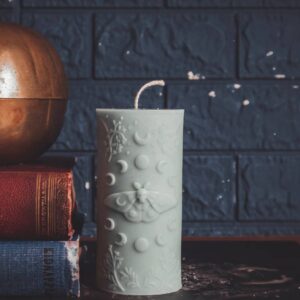 MOTH AND MOON CANDLE | PILLAR: Cream