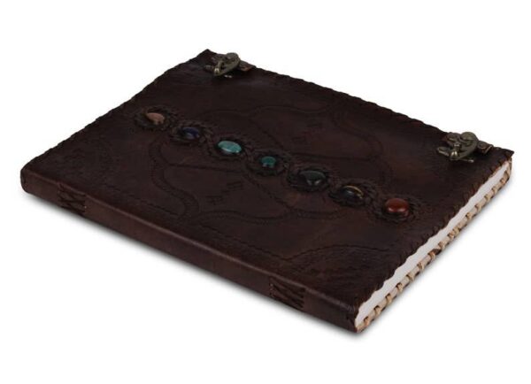 Leather Journal Unlined Paper with Lock - Book of Shadows Ha