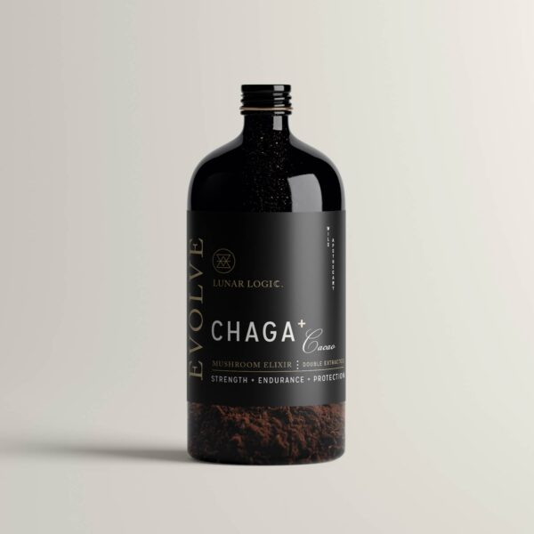 EVOLVE / Chaga + Cacao Mushroom Elixir: 4oz Glass Bottle with Glass Pipette