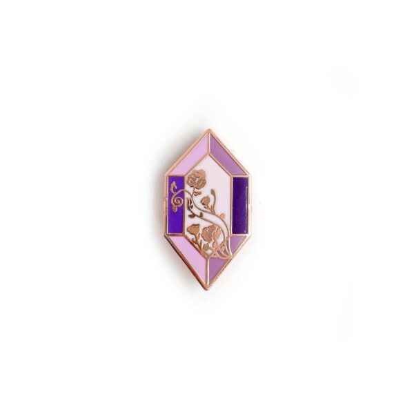 Floral Amethyst Crystal Enamel Pin