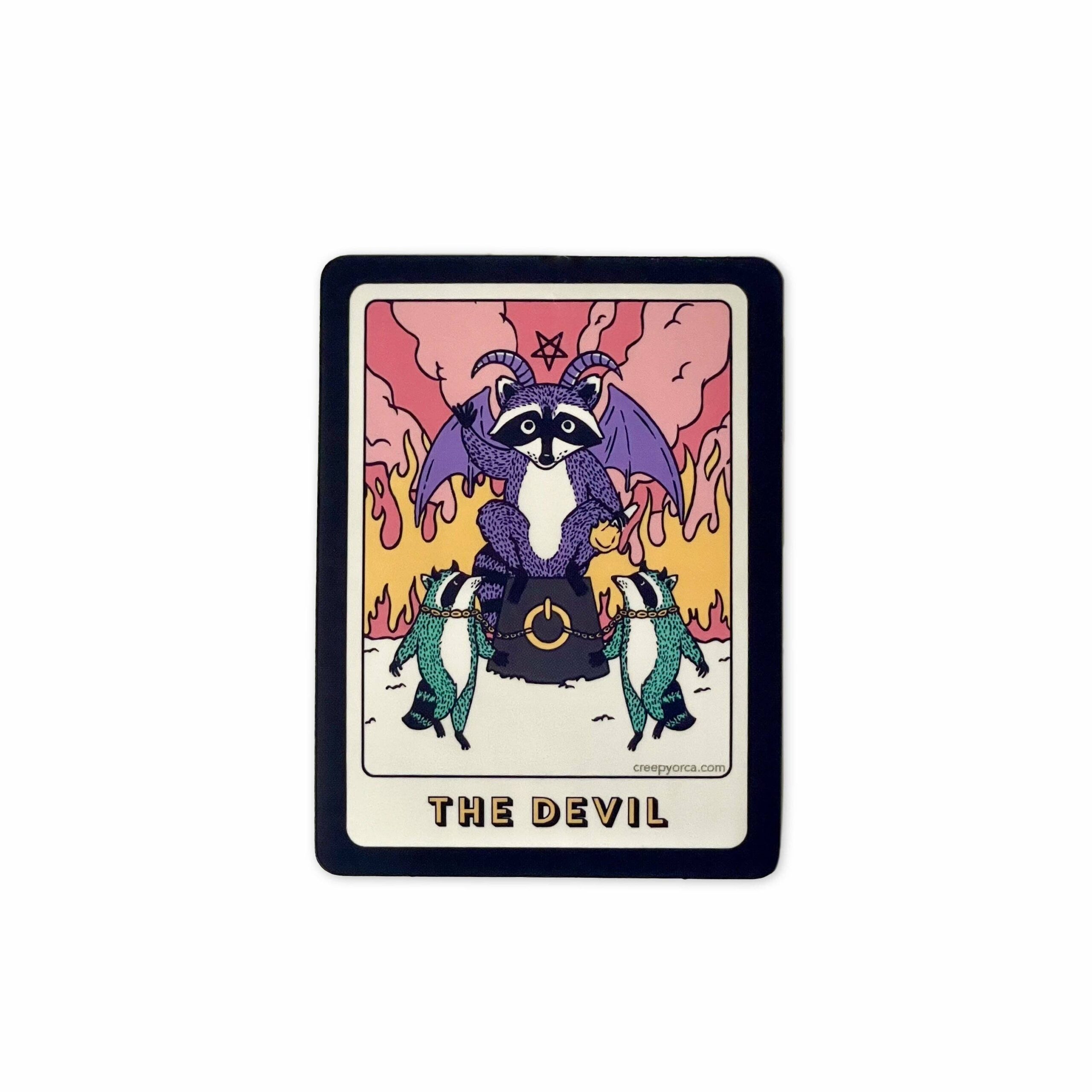 The Devil Tarot Raccoon Die Cut Sticker The Devil Tarot Raccoon Die Cut Sticker