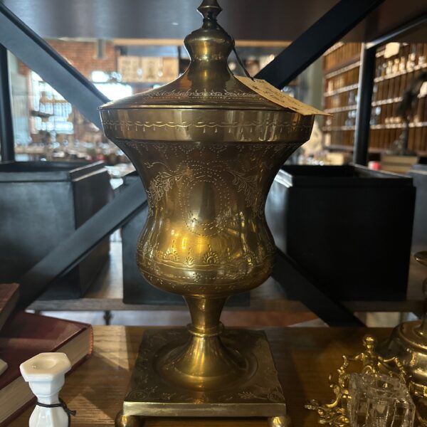 Antique Etched Brass Urn