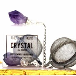 amethyst crystal tea infuser, crystal loose leaf tea ball