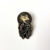 eat trash praise jesus gold enamel pin