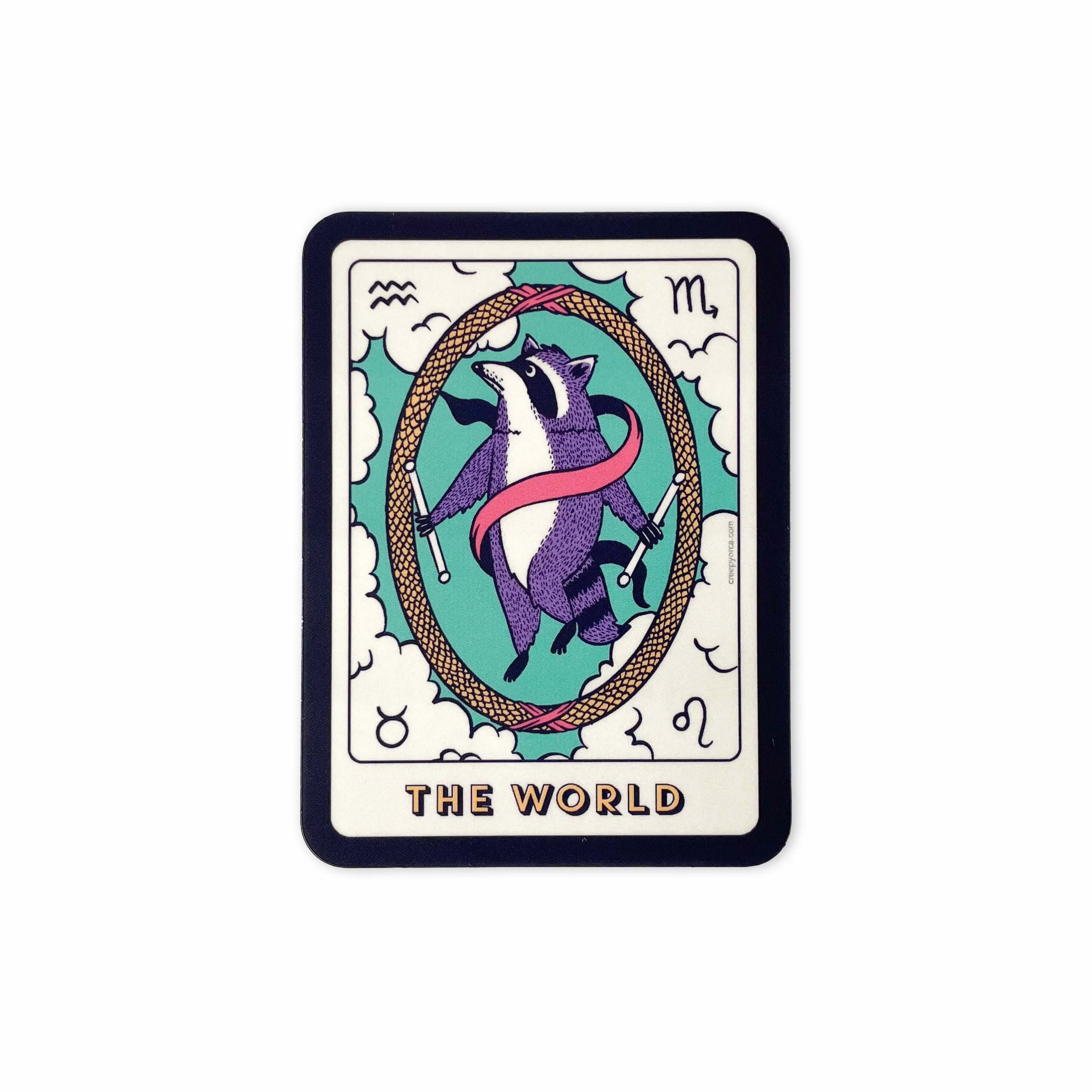 the world tarot raccoon die cut sticker the world tarot raccoon die cut sticker