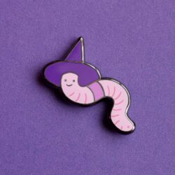 witchy worm enamel pin