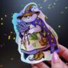 lavender cat witch holographic sticker