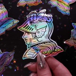 lady knight holographic sticker