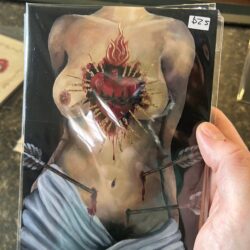 print sacred torment (nude w flaming heart) 5x7