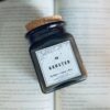 ghosted apothecary natural halloween candle: blue grey apothecary jar w/ cork lid (9.0z)