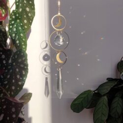 witch suncatcher in brass & glass crystal