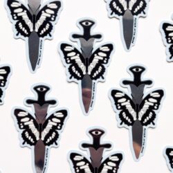 butterfly sword metallic sticker