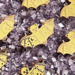 batty bat glow in the dark enamel pin
