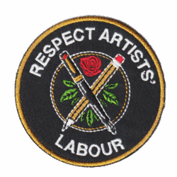 embroidered patch "respect artists' labour"