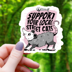 support local street cat opossum sticker 3"